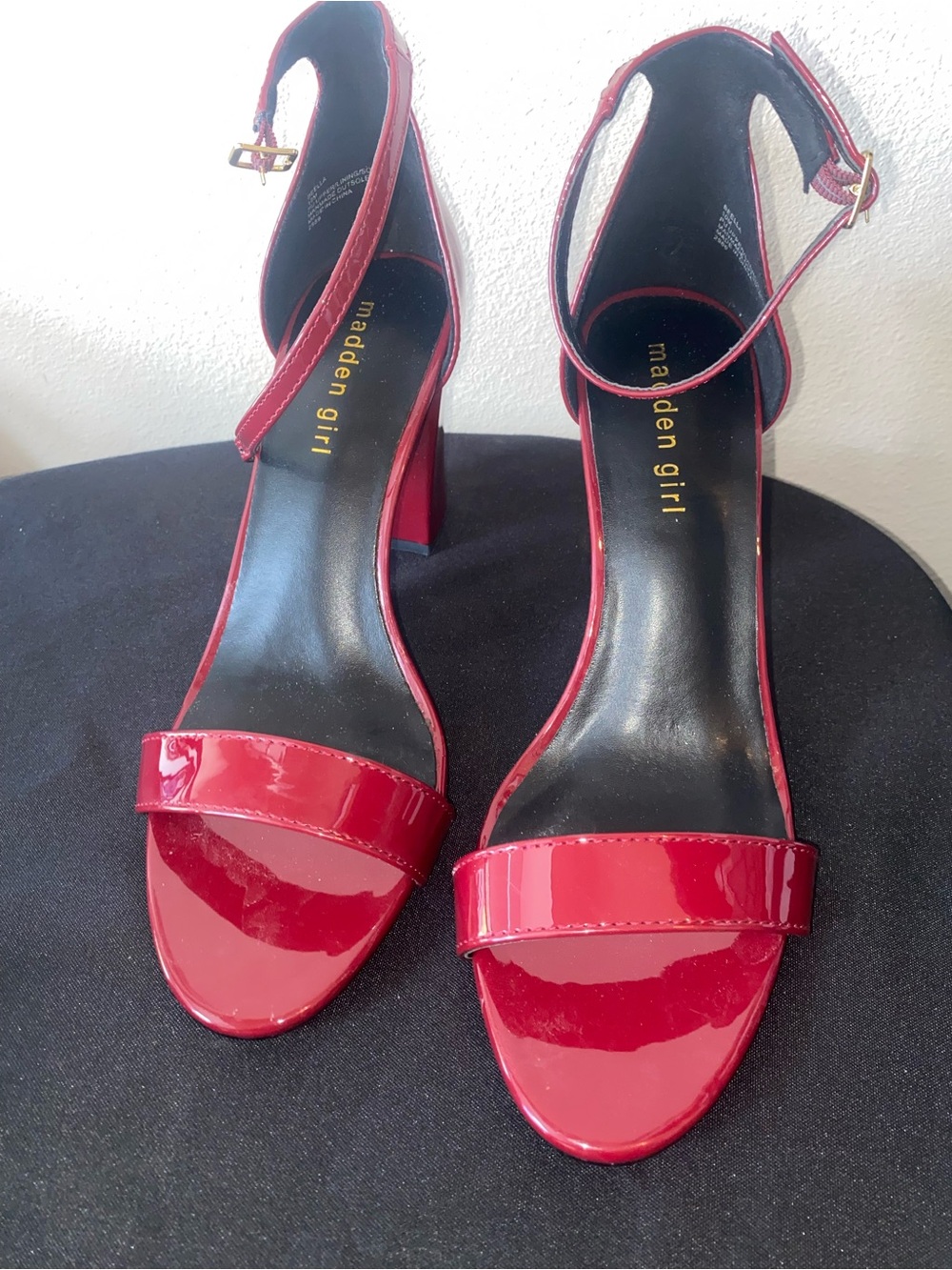 Madden Girl Patent Block Heels with Ankle Strap - Wmns Sz 10